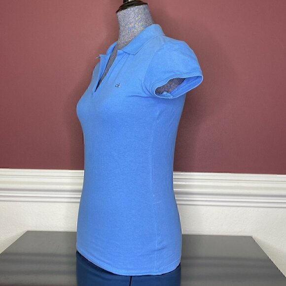 Calvin Klein blue v-neck short sleeve collared tee size XS Polo style shirt - Picture 2 of 3